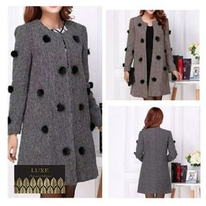 Tweed and Pom trench coat *NO NEGOTIATIONS